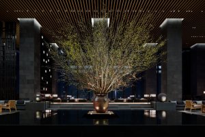 luxus lobby im luxushotel aman resort tokio japan entspannung