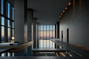 traumhafter swimming pool mit ausblick im luxus hotel aman tokyo japan