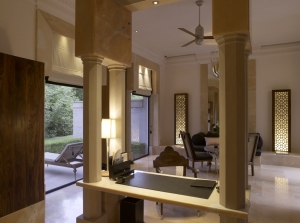 luxuriöser Wohnbereich einer Garden Haveli Suite, Aman Amanbagh Resort, Rajasthan, Indien