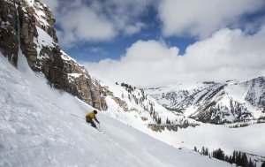 Tiefschnee Skifahren im Aman Amangani im Winter Wyoming USA