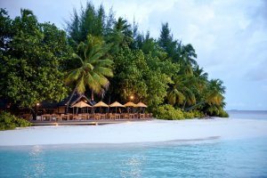 traumhaftes restaurant im luxus resort angsana resort & spa ihuru im kaafu atoll malediven indischer ozean