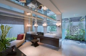 moderne luxus badezimmer einer villa im banyan tree ungasan resort in bali indonesien