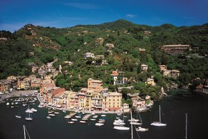 malerischer Hafen vom hotel splendido in portofino italien