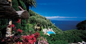 Luxus garten und pool am Meer im hotel splendido in portofino italien