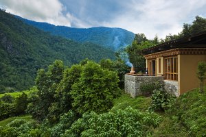 Außenansicht auf eine One Bedroom Villa im Uma by COMO Resort Punakha, Bhutan 
