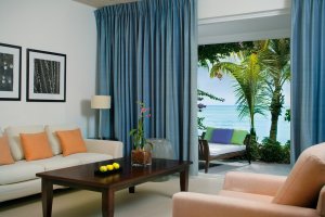 wunderschönes wohnzimmer im hotel carlisle bay luxus resort in antigua karibik