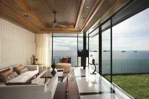 offenes wohnzimmer einer luxus villa im conrad resort koh samui thailand asien