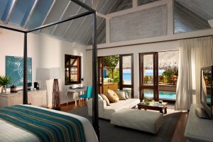 große zwei schlafzimmer familien beach villa im four seasons landaa auf den malediven