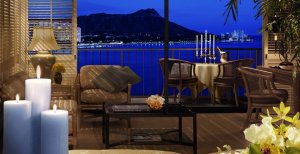 romantischer meerblick im halekulani luxus hotel auf hawaii honolulu