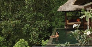 traumhafter ausblick auf die natur und tal im Ubud Hanging Gardens resort in bali indonesien