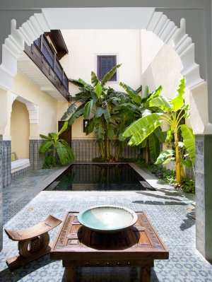 privater innenhof eines luxus riad im La Villa des Orangers in marrakesch marokko